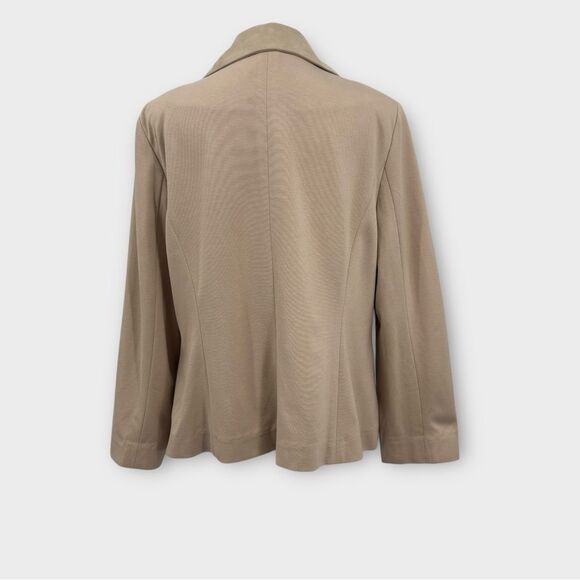 Doncaster Blazer Mixed Fabric Suede Leather and Knit in Beige Women’s Size 14 - Picture 9 of 10